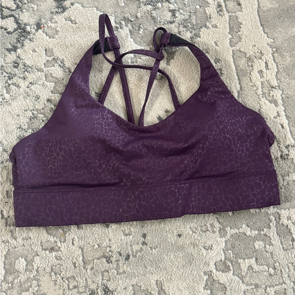 Purple cheetah print strappy bra